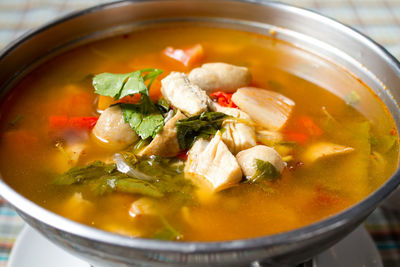 Close-up of soup in bowl