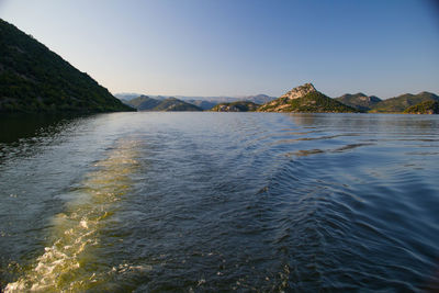 Scenic view of sea against clear sky