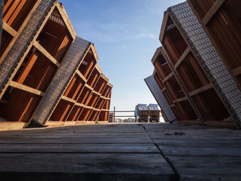 Low angle view of buildings against sky in city