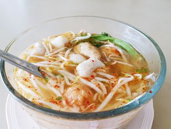 Close-up of soup in bowl