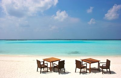 Deck chairs on beach