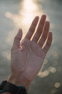 Close-up of hand against blurred background