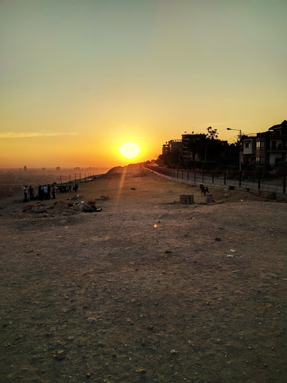 sunset, sun, orange color, sky, architecture, nature, outdoors, no people, building exterior