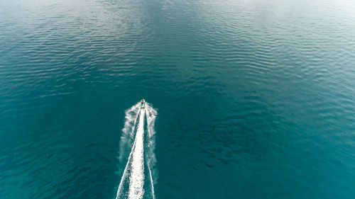 High angle view of boat in sea