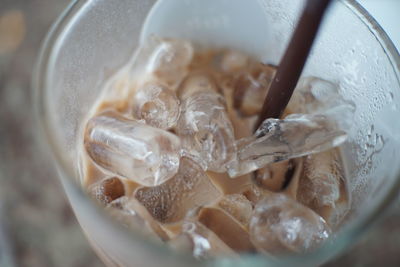 High angle view of ice cream in glass