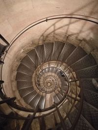 High angle view of spiral stairs