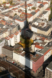 High angle view of buildings in city