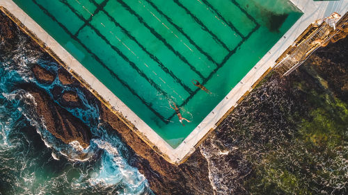 High angle view of metal grate