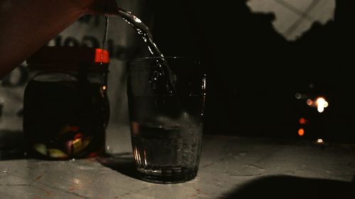 High angle view of drink in drinking glass