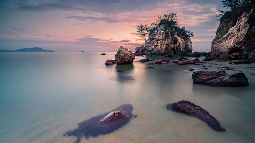 Scenic view of sea against sky during sunset