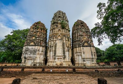 Old temple building against sky