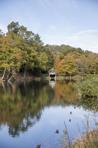 Scenic view of lake against sky