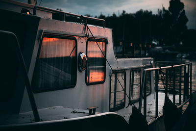 Ferry boat moored in river