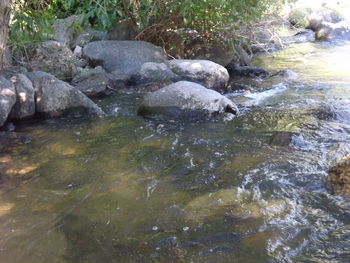 Water flowing through rocks