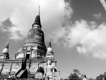 Low angle view of temple building against sky