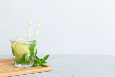 Close-up of drink against white background