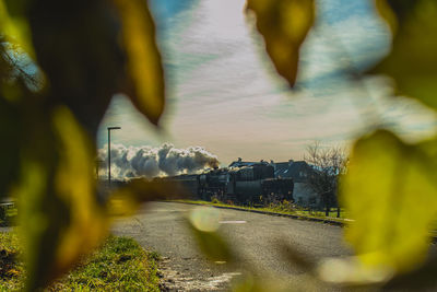 Blurred motion of train against sky