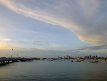 Scenic view of sea against sky at sunset