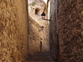 View of narrow alley amidst buildings
