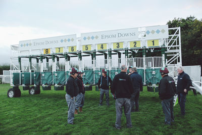 Group of people standing in front of building