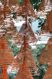 Low angle view of decoration hanging in temple