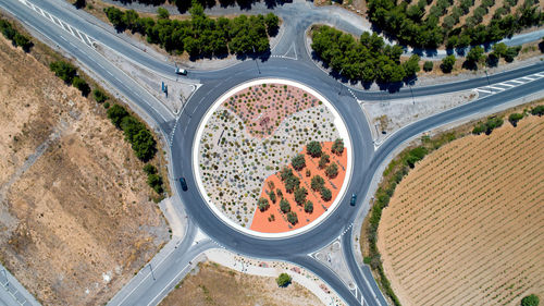 High angle view of cars on road