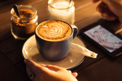 Coffee cup on table
