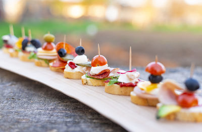 Close-up of dessert on table