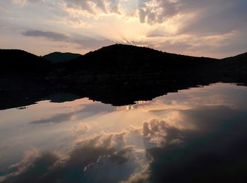 Reflection of clouds in lake during sunset