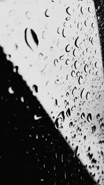 Full frame shot of raindrops on window