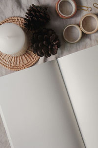 High angle view of coffee on table