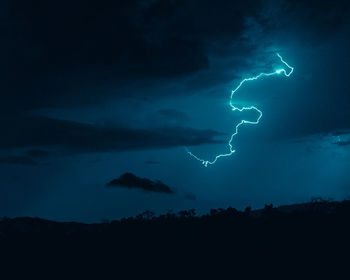 Lightnings landscape with mountains in middle of the night from puerto rico