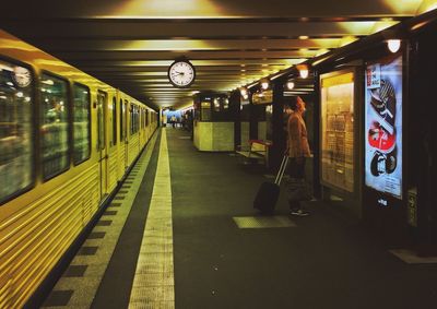 Subway train at night