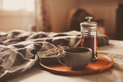 Close-up of drink on table at home