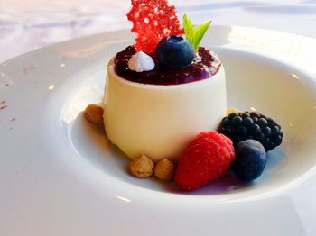 Close-up of strawberries in plate