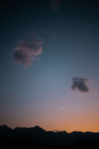 Scenic view of silhouette mountains against sky at sunset