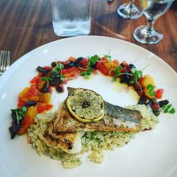 High angle view of food on table