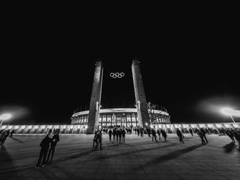 Tourists at night