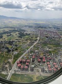 High angle view of cityscape against sky