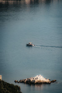 High angle view of boat in sea