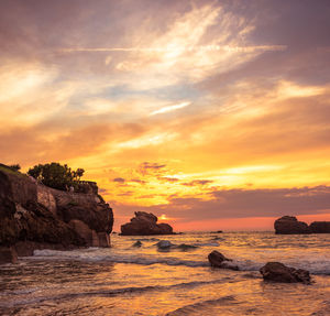 Scenic view of sea against sky during sunset