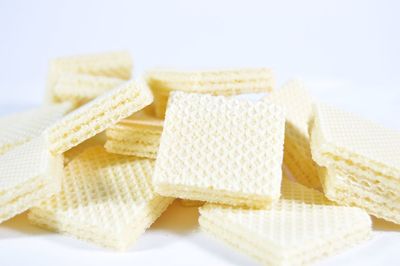 Close-up of food over white background