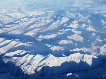 High angle view of snowcapped landscape