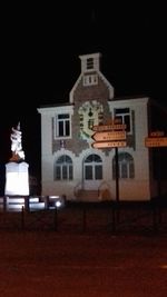 Illuminated building at night