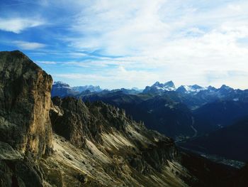 Scenic view of rocky mountains against sky