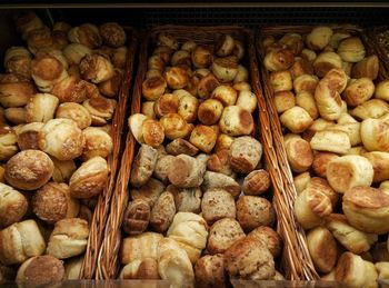 Full frame shot of breads for sale in market