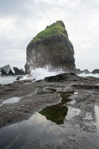 Scenic view of beach against sky