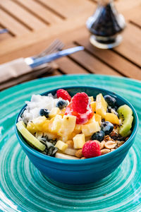 Close-up of food in plate on table