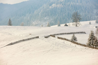 Scenic view of snow covered landscape