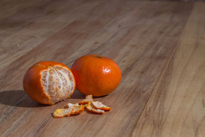 High angle view of orange on table